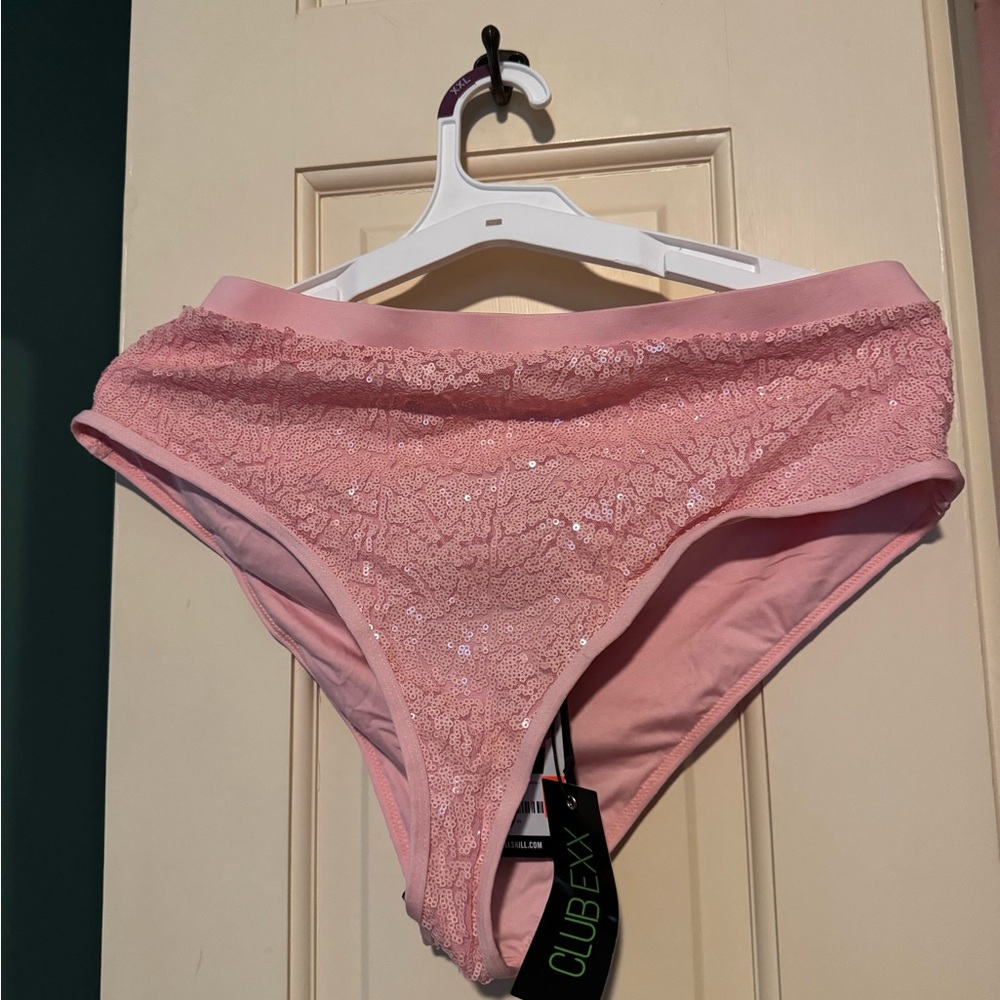 Dolls Kill Pink Sequin Lace Bikini Bottoms